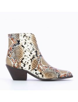 Bottines santiags multicolores effet serpent