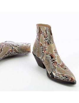 Bottines santiags multicolores effet serpent