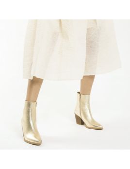 Bottines à talon or effet texturé