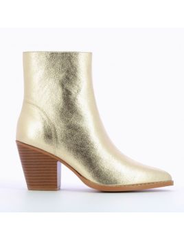 Bottines à talon or effet texturé