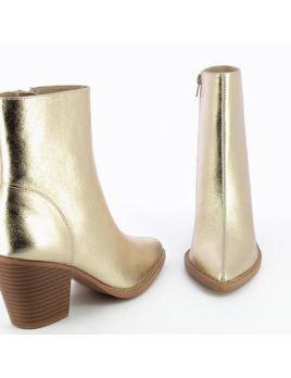 Bottines à talon or effet texturé