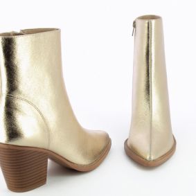 Bottines à talon or effet texturé