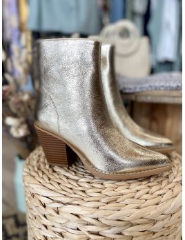 Bottines à talon or effet texturé