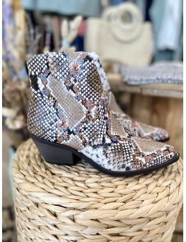 Bottines santiags multicolores effet serpent