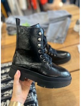 Boots à plateforme noir vernis