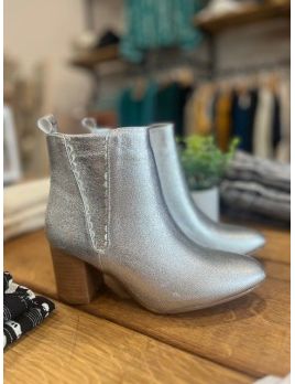 Bottines argentées à petit talon