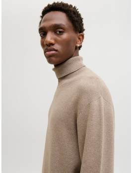 Pull Col Roulé — Beige Taupe